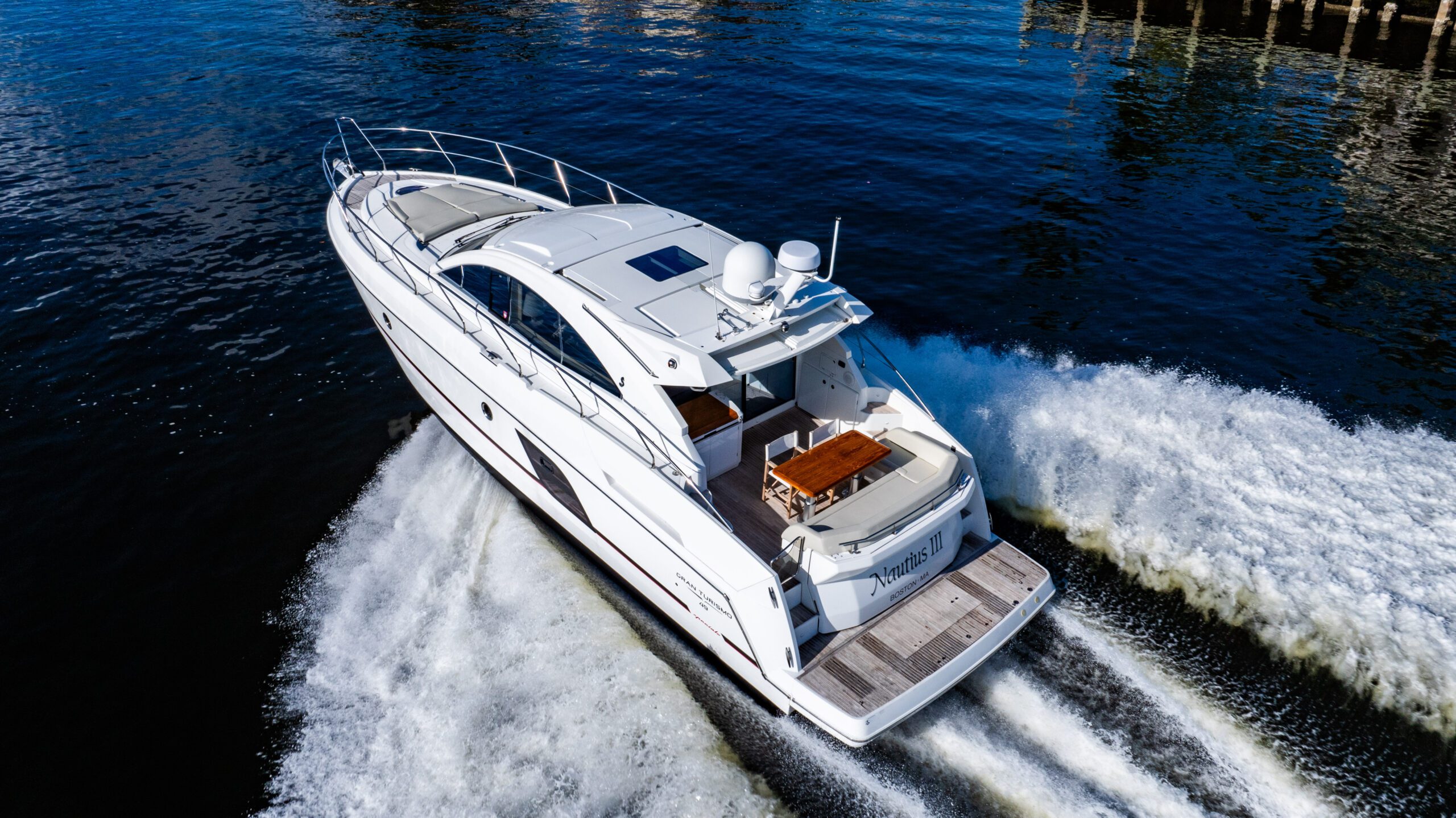 Large white motor yacht in the middle of the ocean near Fort Lauderdale